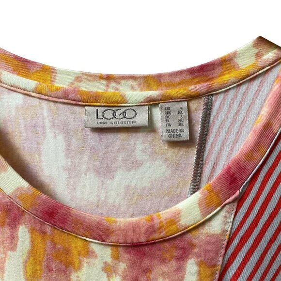 LOGO Lori Goldstein Womens Top Size Large Boho Tunic Tee 3/4 Sleeve NWOT - Picture 3 of 8